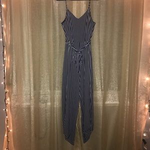Navy & white striped romper